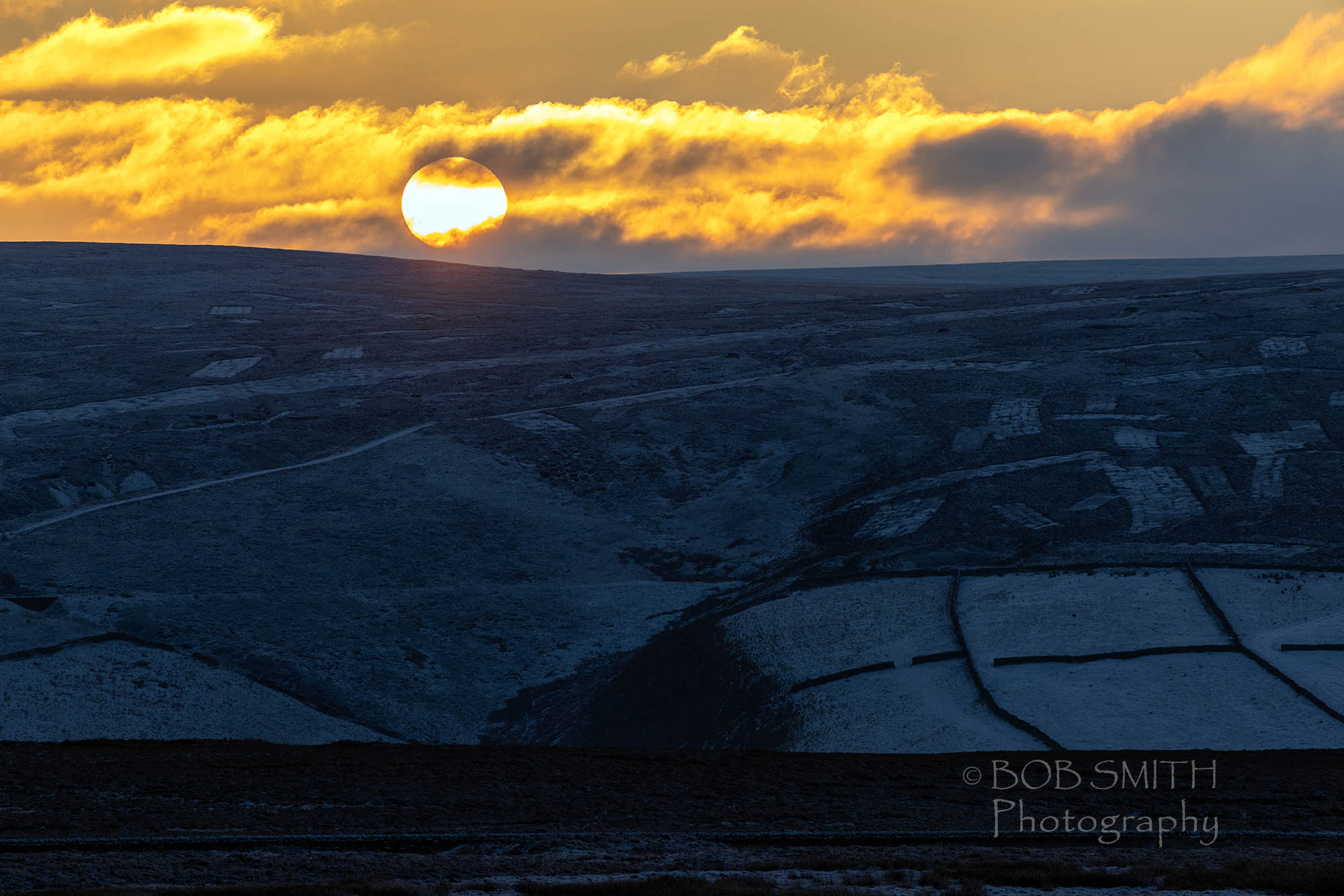 Sunset on the wintry Bronte moors. Photo: Bob Smith Photography