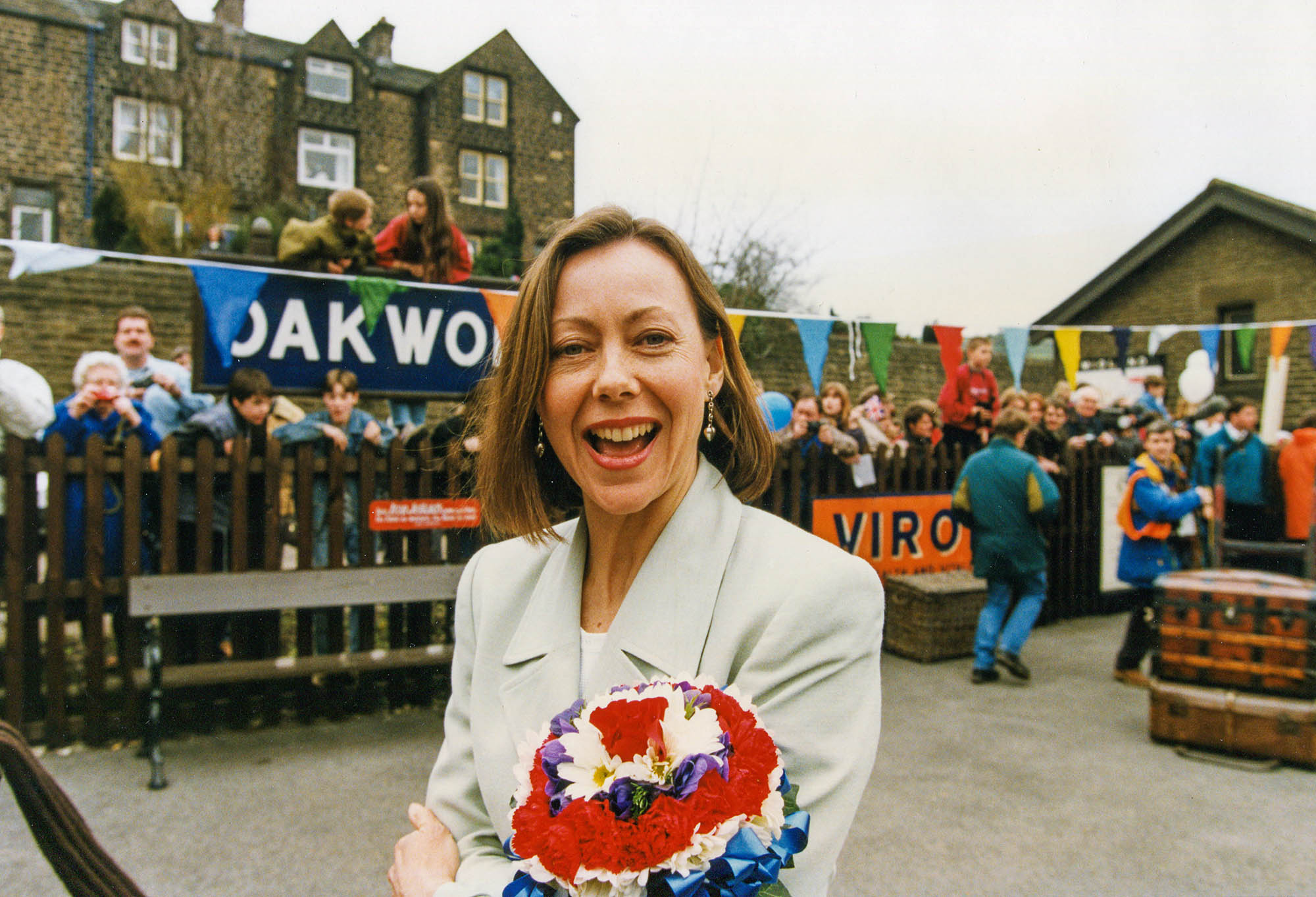 Jenny Agutter joins Railway Children anniversary celebrations at Oakworth Station on the Keighley and Worth Valley Railway