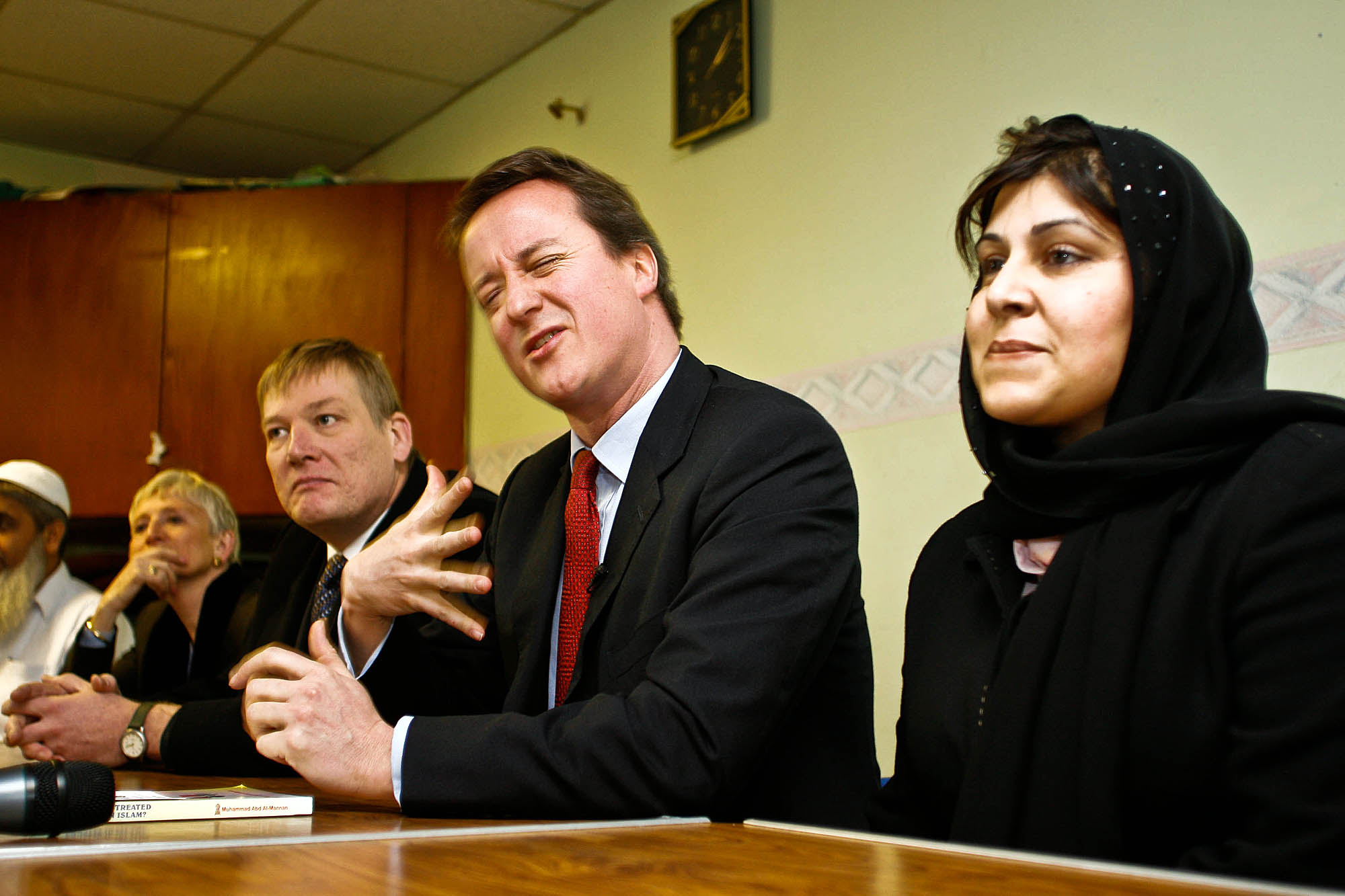 David Cameron labours a point during a visit to Keighley