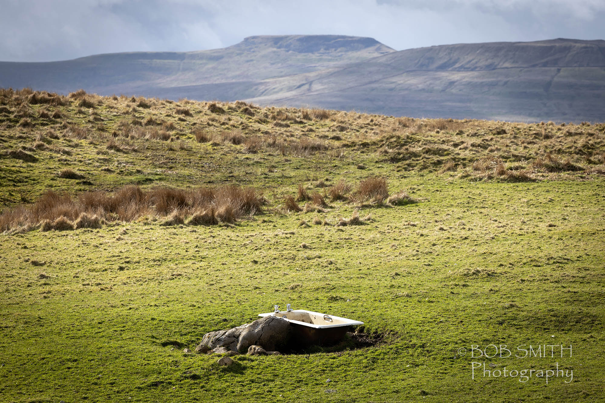 An old bath in pasture above Horton in Ribblesdale.