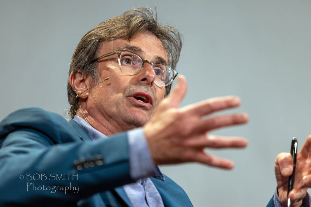 elevison journalist Robert Peston speaks at Bradford Literature Festival 2022