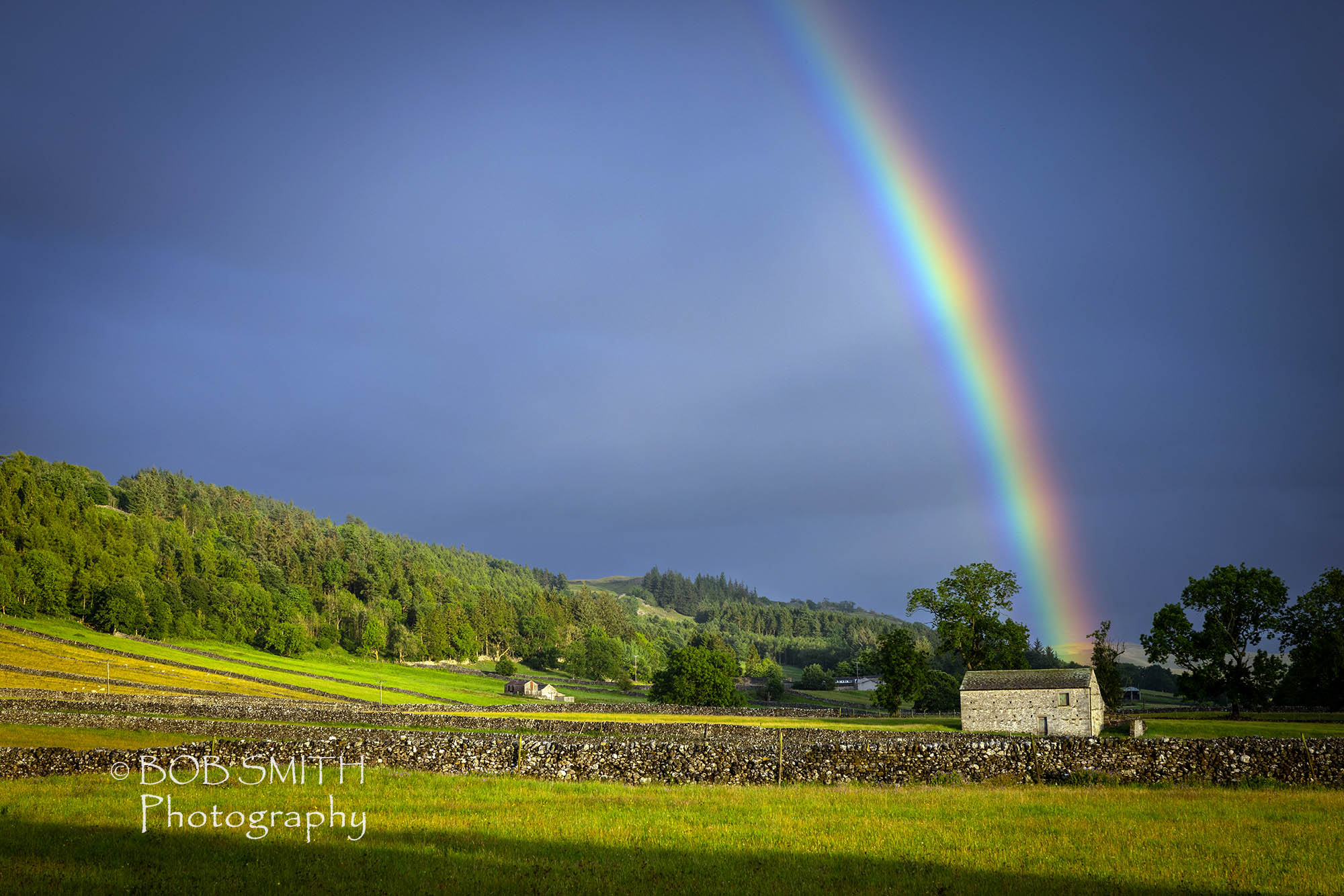 A late evening rainbow in the Yorkshire Dales