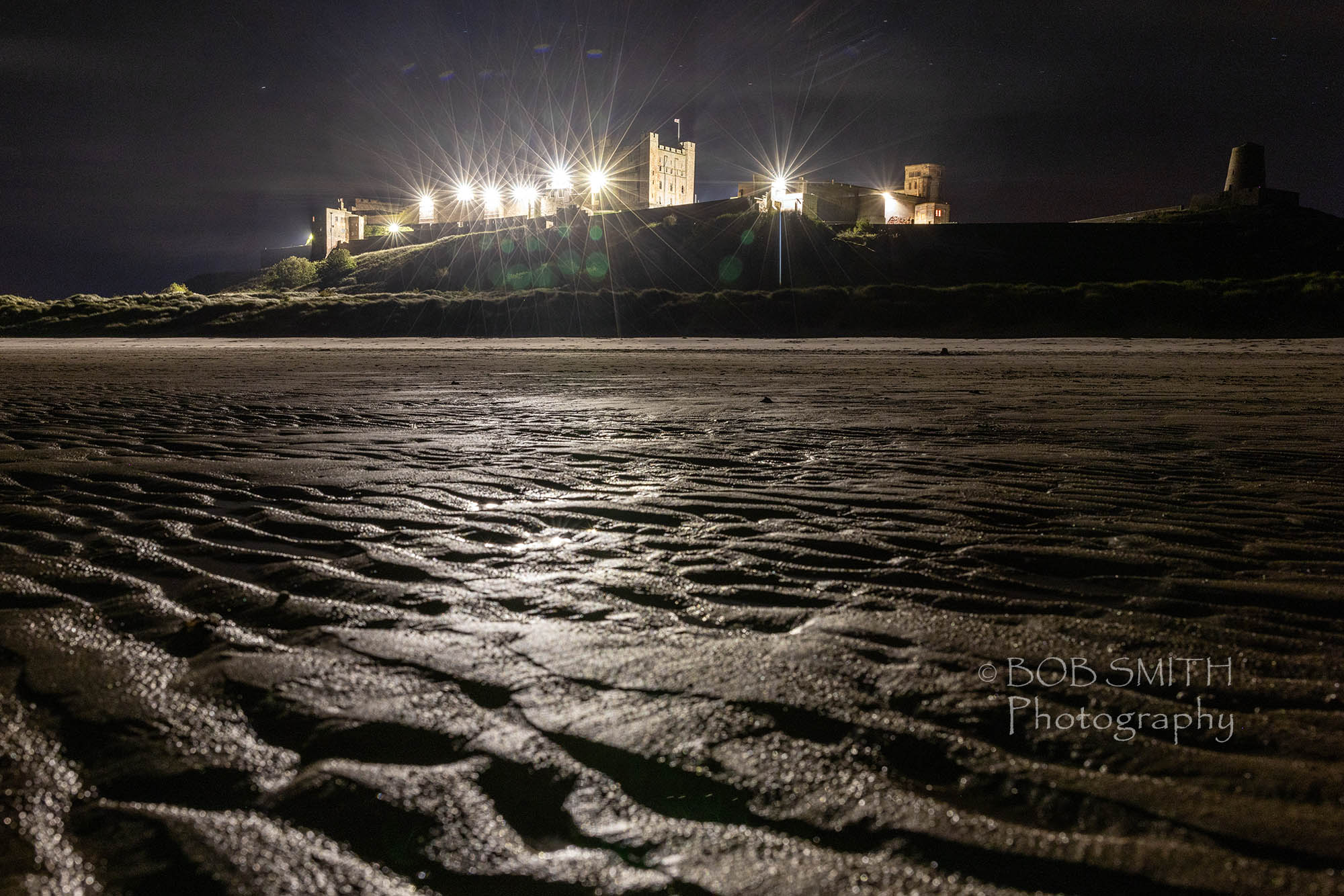 Bamburgh Castle, Northumberland, by night