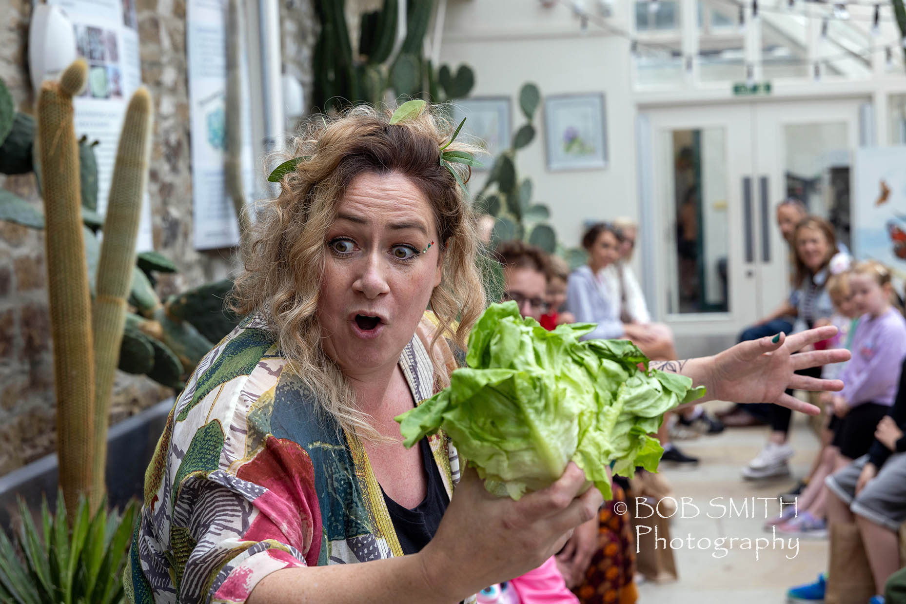 Story-teller Sian Williams entertains visitors at the creative nature event at Cliffe Castle organised by Keighley Creative