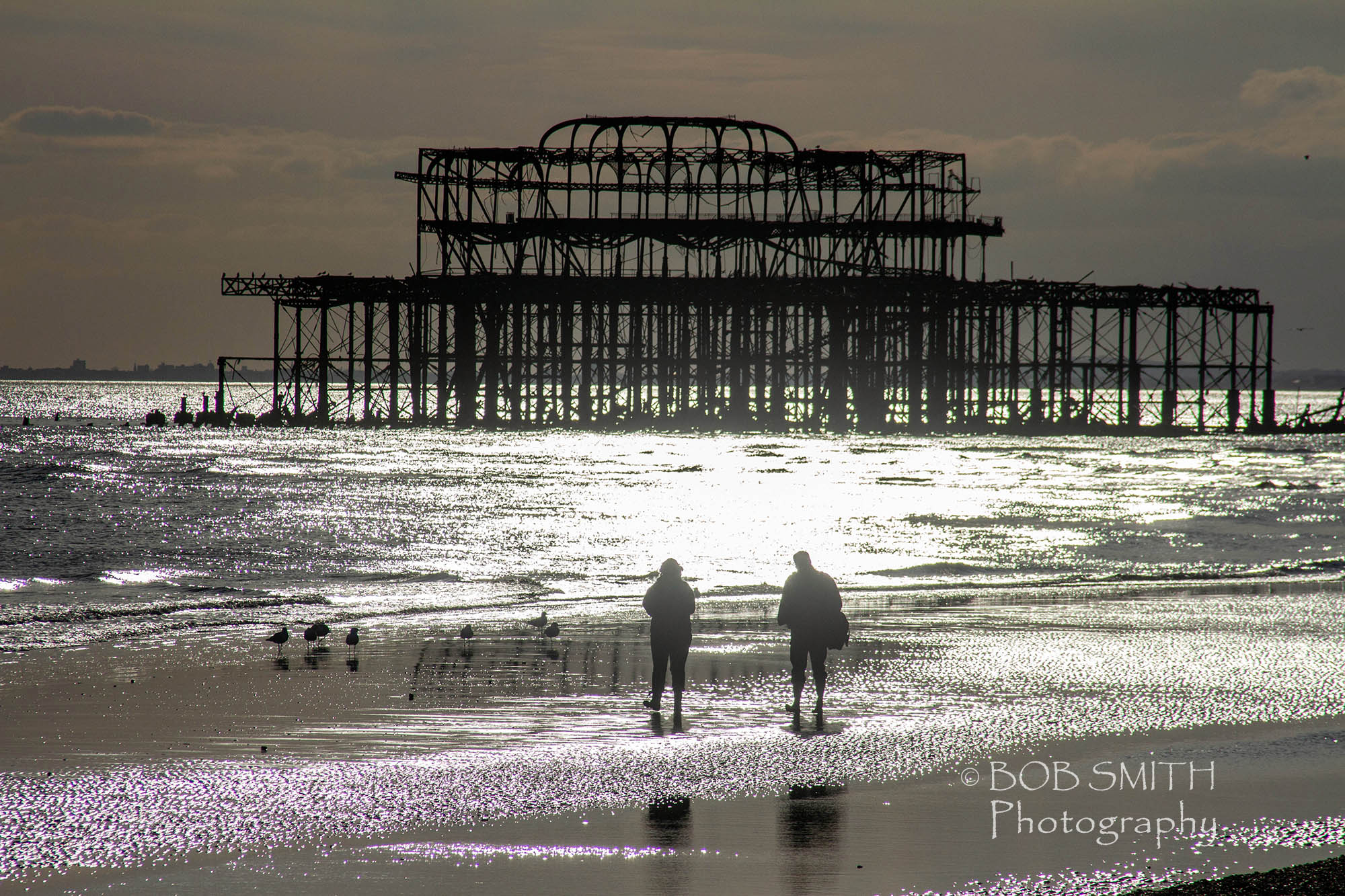 Brighton beach and the remains of the West Pier