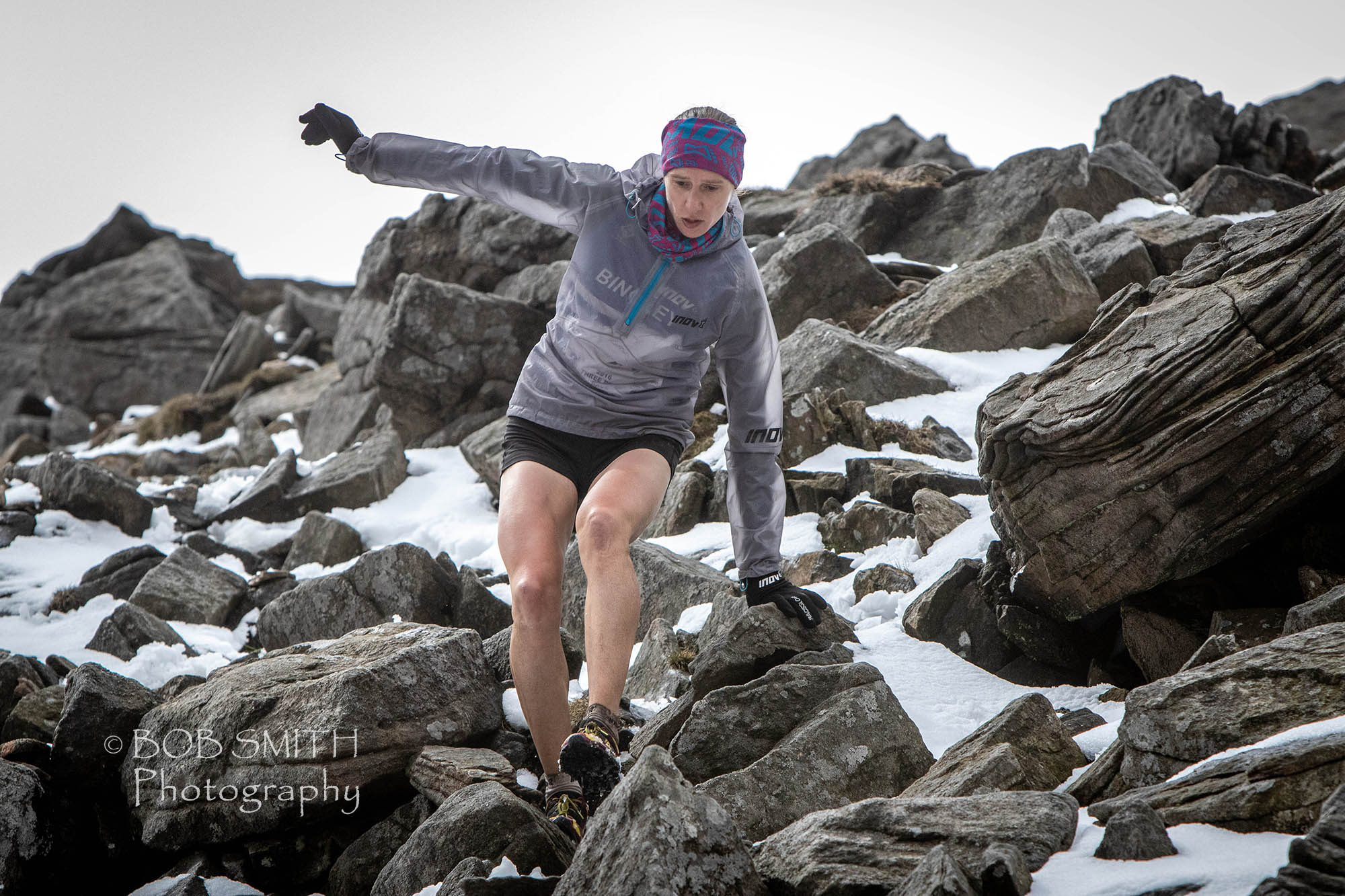 Victoria Wilkinson descends Ingleborough during the Three Peaks Race.