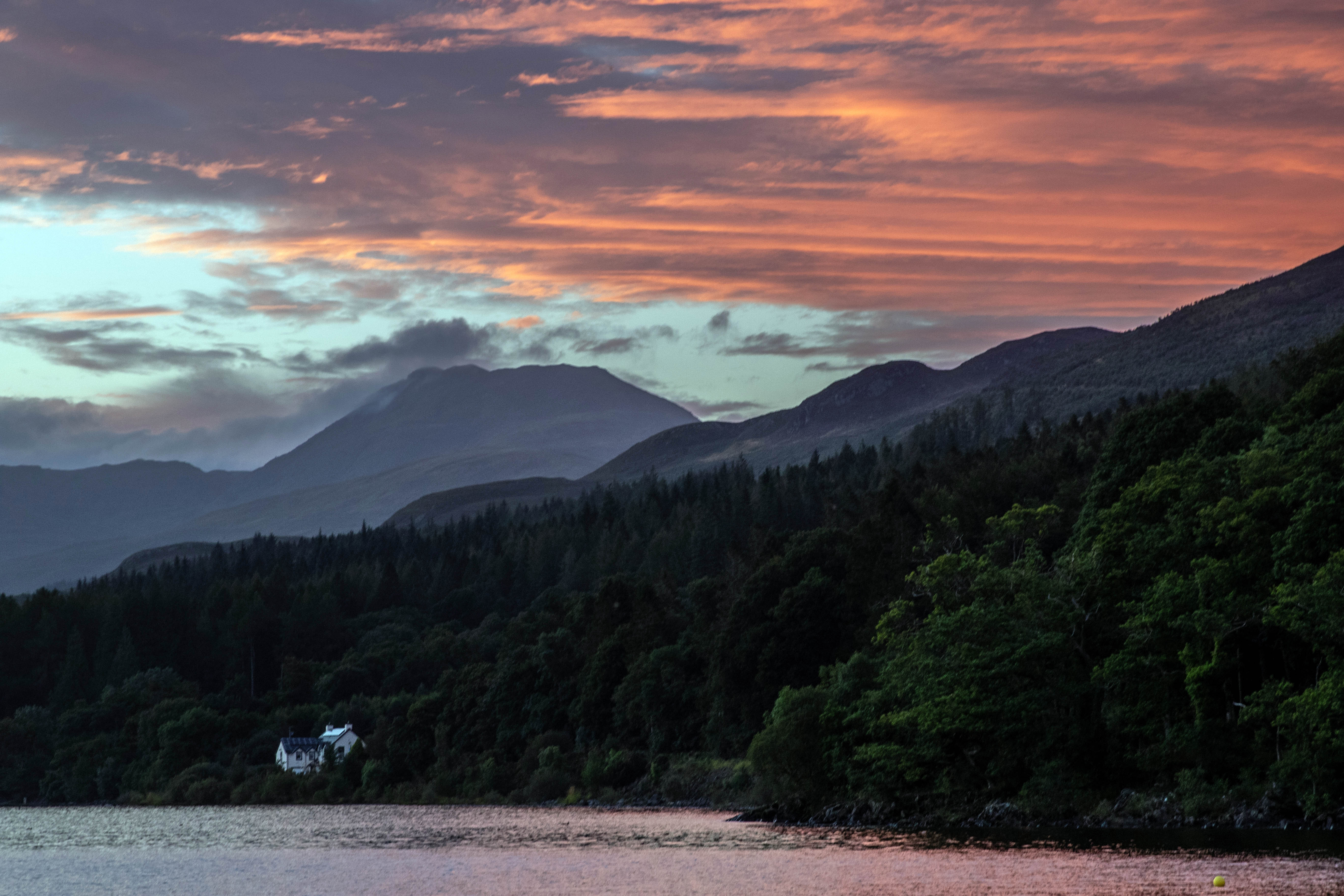 Ben Lomond and Loch Lomond at sunset.