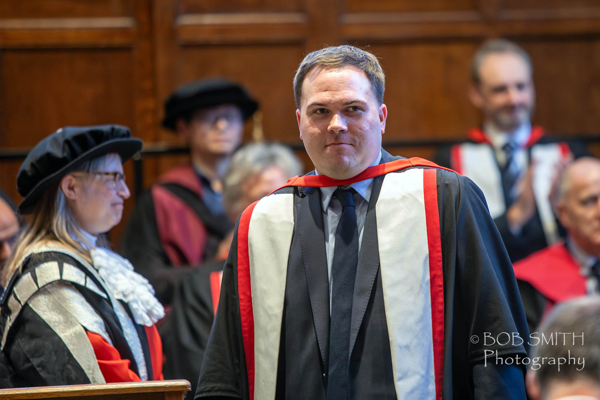 Luke Smith at the ceremony at Newcastle University where he was presented with his PhD.