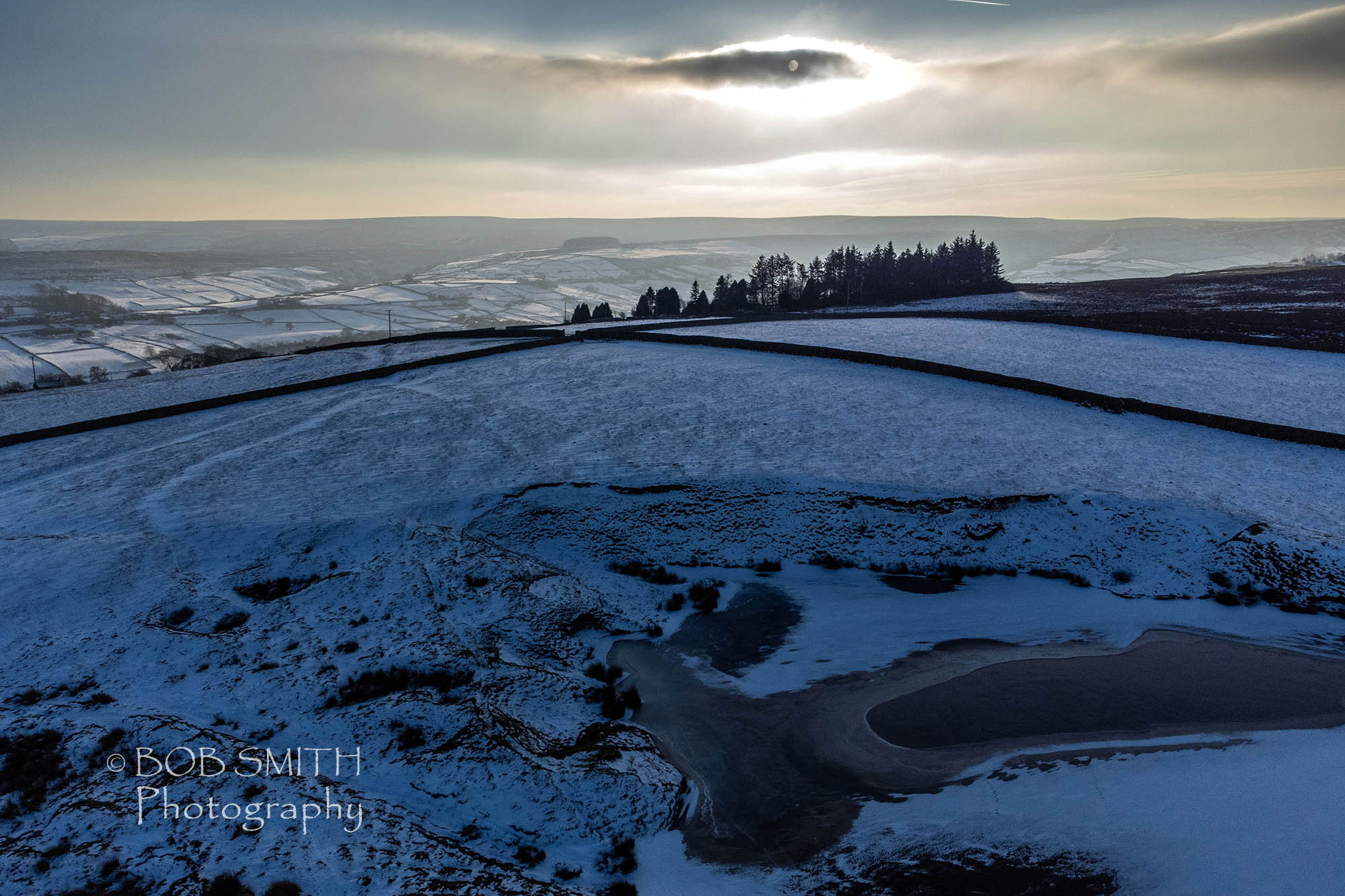 A wintry Oakworth Moor, in this drone shot