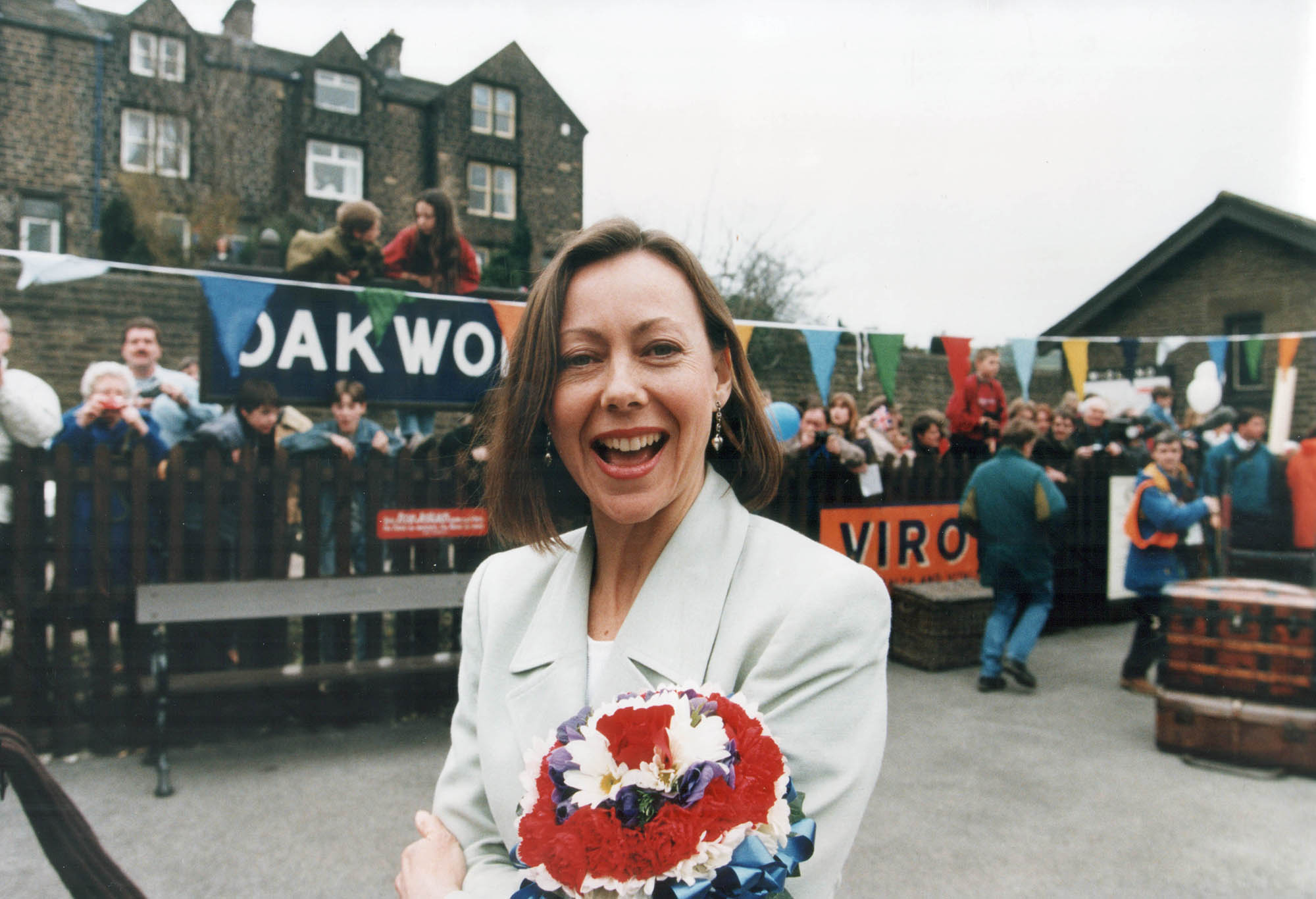 Jenny Agutter at Oakworth Station during the Railway Children anniversary event