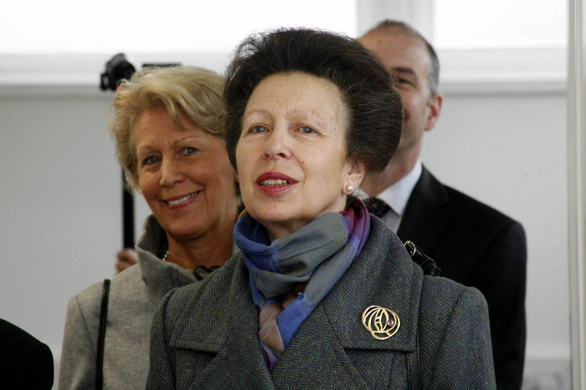 Princess Anne listens to the forensic science group during her visit to open Keighley Civic Centre