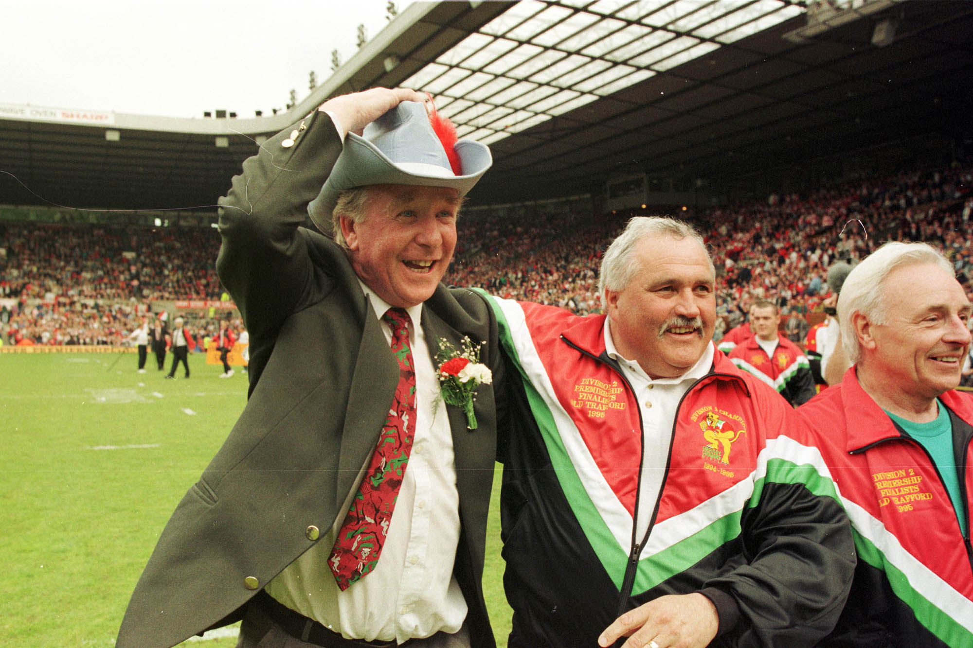 Mick O'Neill joins Keighley Cougars coaching staff in championship finals celebrations at Old Trafford