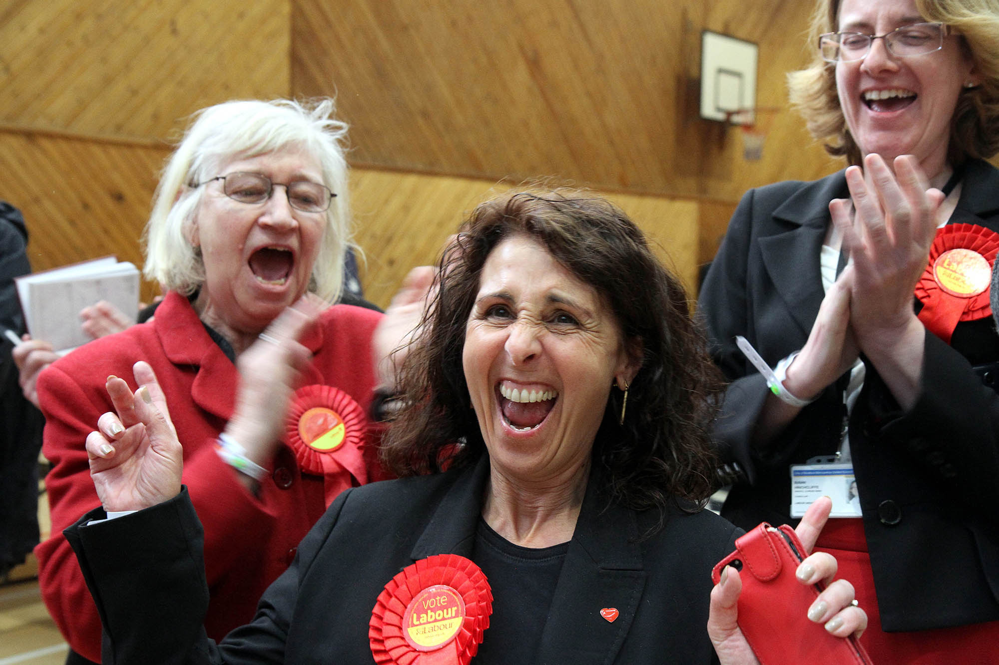 Winning Windhill and Wrose candidate Vanda Greenwood celebrates