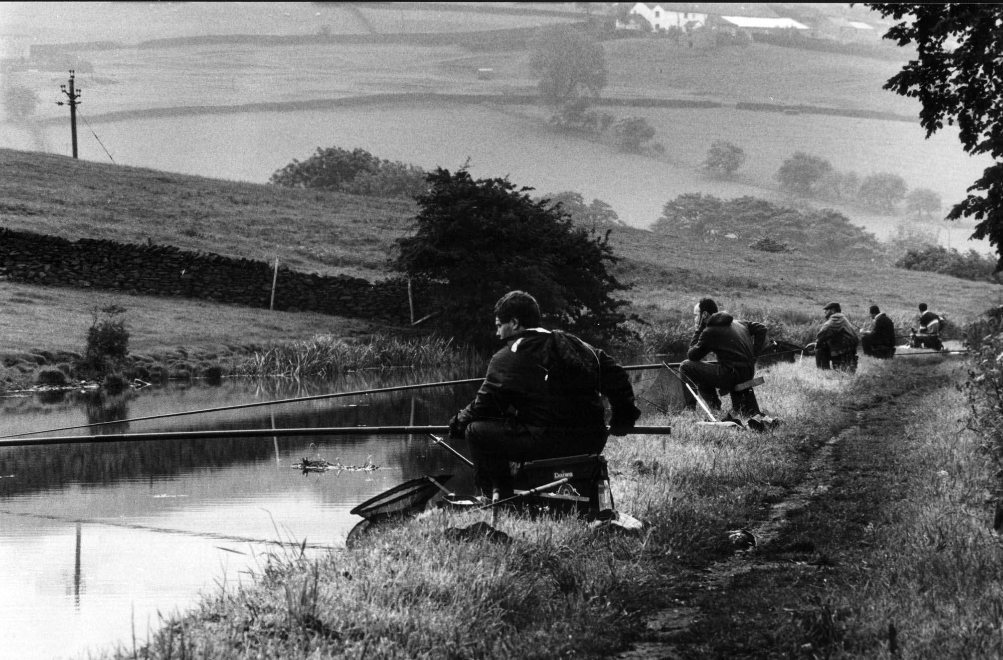 Anglers take part in a competition on the canal