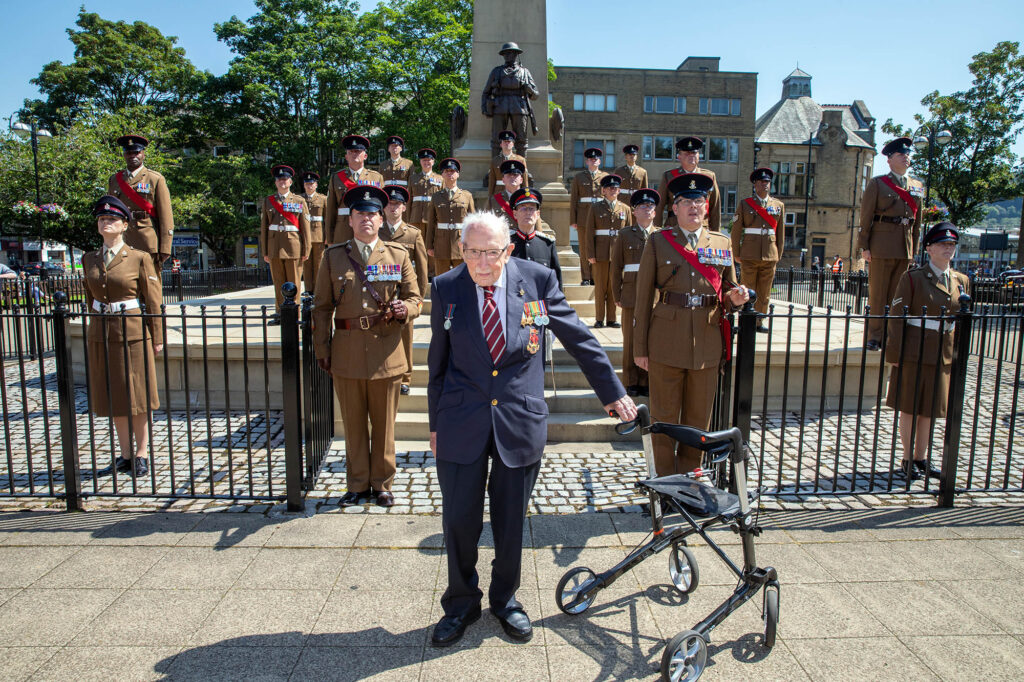 Captain Sir Tom Moore at the ceremony to grant him freedom of Keighley.
