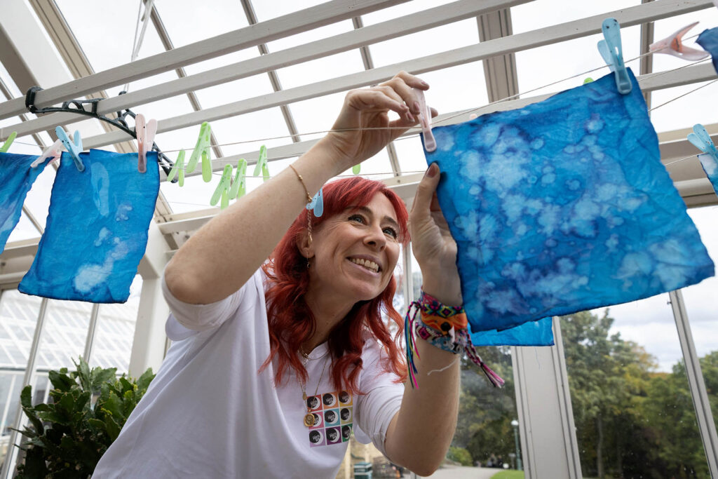 Photographer Lisa Holmes ran a cyanotype photography workshop during Keighley Arts and Film Festival