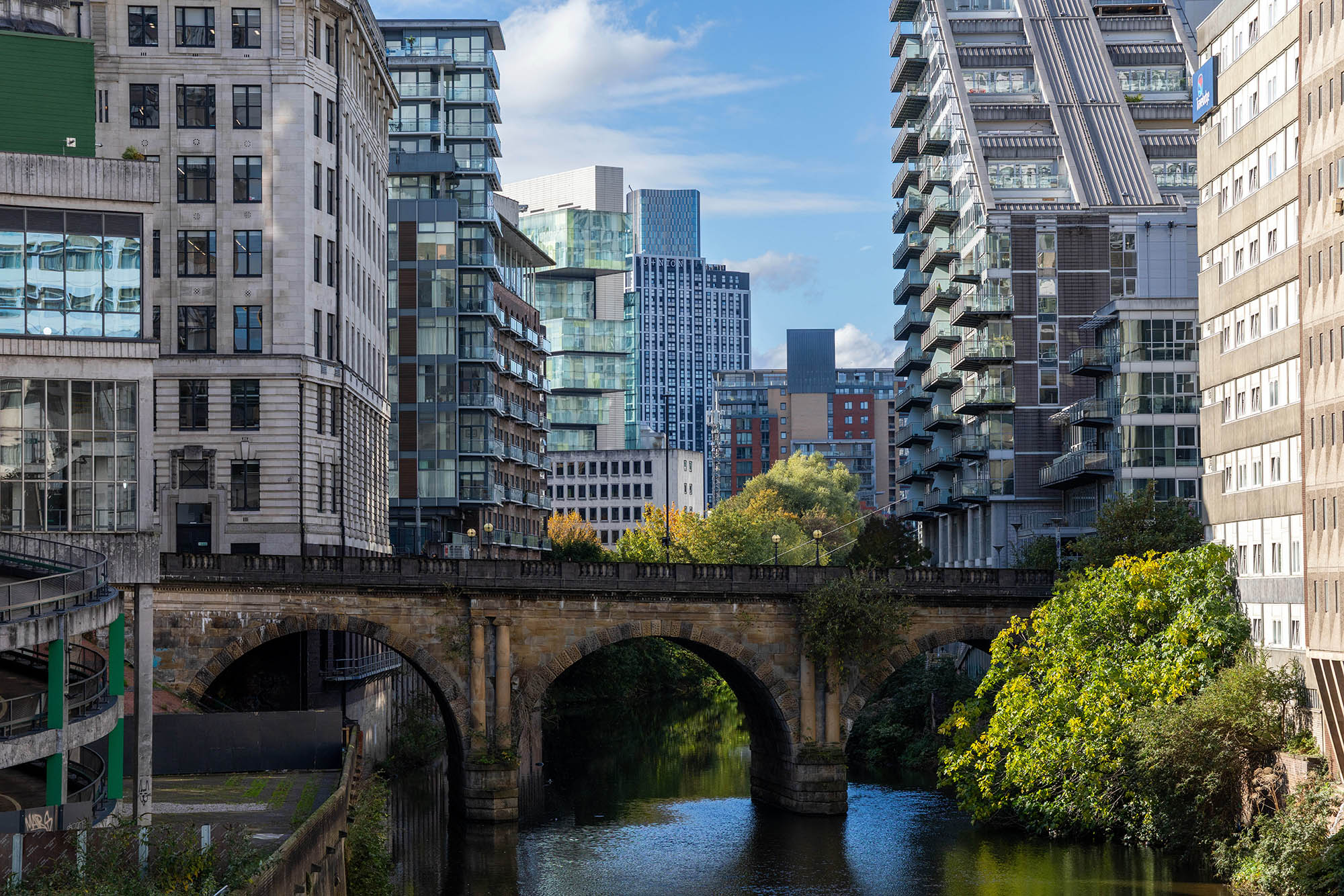 The River Irwell divides Manchester from Salford